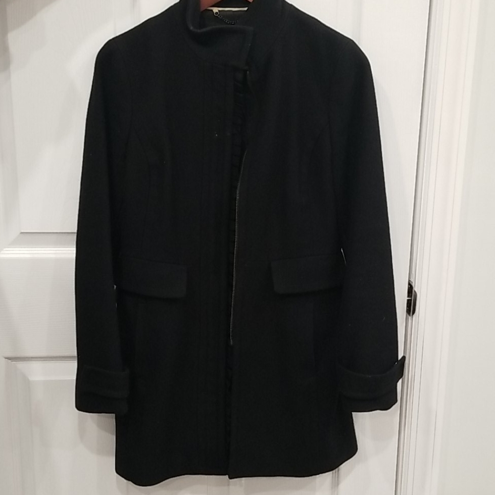 Black wool and nylon coat
